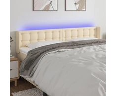 Galvūgalis su LED, kreminės spalvos, 183x16x78/88cm, audinys