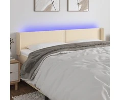 Galvūgalis su LED, kreminės spalvos, 183x16x78/88cm, audinys