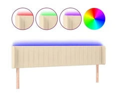 Galvūgalis su LED, kreminės spalvos, 183x16x78/88cm, audinys