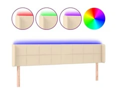 Galvūgalis su LED, kreminės spalvos, 183x16x78/88cm, audinys