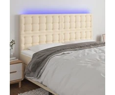 Galvūgalis su LED, kreminės spalvos, 200x5x118/128cm, audinys