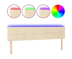 Galvūgalis su LED, kreminės spalvos, 200x5x78/88cm, audinys