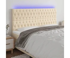 Galvūgalis su LED, kreminės spalvos, 200x7x118/128cm, audinys