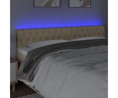 Galvūgalis su LED, kreminės spalvos, 200x7x78/88cm, audinys