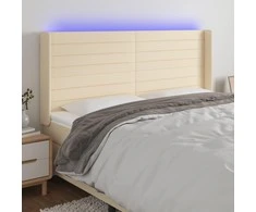 Galvūgalis su LED, kreminės spalvos, 203x16x118/128cm, audinys