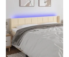 Galvūgalis su LED, kreminės spalvos, 203x16x78/88cm, audinys