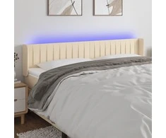 Galvūgalis su LED, kreminės spalvos, 203x16x78/88cm, audinys