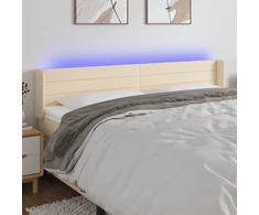 Galvūgalis su LED, kreminės spalvos, 203x16x78/88cm, audinys