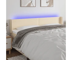 Galvūgalis su LED, kreminės spalvos, 203x16x78/88cm, audinys