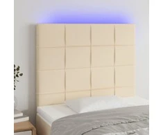 Galvūgalis su LED, kreminės spalvos, 80x5x118/128cm, audinys