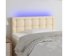Galvūgalis su LED, kreminės spalvos, 80x5x78/88cm, audinys