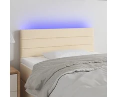 Galvūgalis su LED, kreminės spalvos, 80x5x78/88cm, audinys