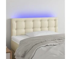 Galvūgalis su LED, kreminės spalvos, 80x5x78/88cm, dirbtinė oda