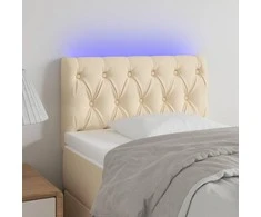 Galvūgalis su LED, kreminės spalvos, 80x7x78/88cm, audinys