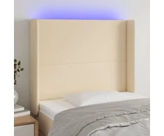 Galvūgalis su LED, kreminės spalvos, 83x16x118/128cm, audinys