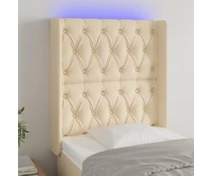 Galvūgalis su LED, kreminės spalvos, 83x16x118/128cm, audinys