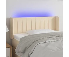 Galvūgalis su LED, kreminės spalvos, 83x16x78/88cm, audinys