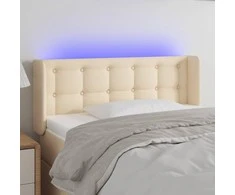 Galvūgalis su LED, kreminės spalvos, 83x16x78/88cm, audinys