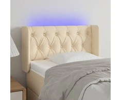 Galvūgalis su LED, kreminės spalvos, 83x16x78/88cm, audinys