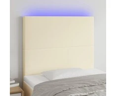 Galvūgalis su LED, kreminės spalvos, 90x5x118/128 cm