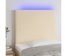 Galvūgalis su LED, kreminės spalvos, 90x5x118/128cm, audinys