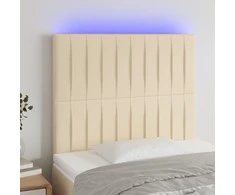 Galvūgalis su LED, kreminės spalvos, 90x5x118/128cm, audinys