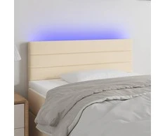 Galvūgalis su LED, kreminės spalvos, 90x5x78/88cm, audinys