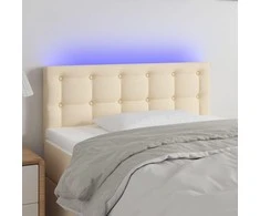 Galvūgalis su LED, kreminės spalvos, 90x5x78/88cm, audinys