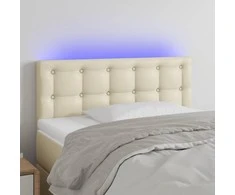 Galvūgalis su LED, kreminės spalvos, 90x5x78/88cm, dirbtinė oda