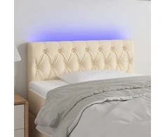 Galvūgalis su LED, kreminės spalvos, 90x7x78/88cm, audinys
