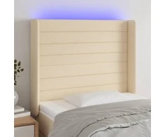 Galvūgalis su LED, kreminės spalvos, 93x16x118/128cm, audinys