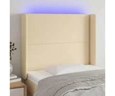 Galvūgalis su LED, kreminės spalvos, 93x16x118/128cm, audinys