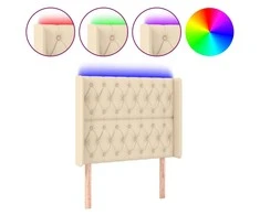 Galvūgalis su LED, kreminės spalvos, 93x16x118/128cm, audinys