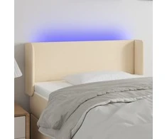 Galvūgalis su LED, kreminės spalvos, 93x16x78/88cm, audinys