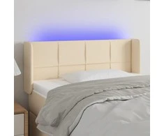 Galvūgalis su LED, kreminės spalvos, 93x16x78/88cm, audinys