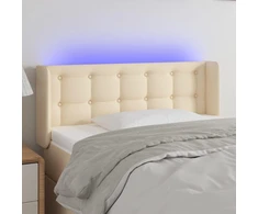 Galvūgalis su LED, kreminės spalvos, 93x16x78/88cm, audinys
