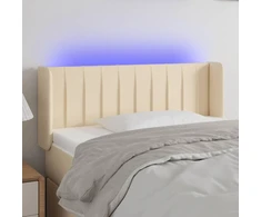 Galvūgalis su LED, kreminės spalvos, 93x16x78/88cm, audinys