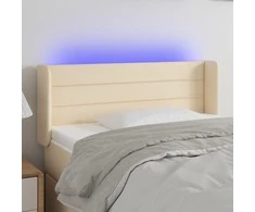 Galvūgalis su LED, kreminės spalvos, 93x16x78/88cm, audinys