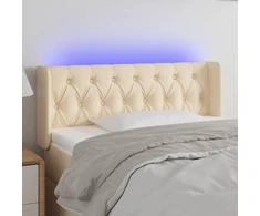 Galvūgalis su LED, kreminės spalvos, 93x16x78/88cm, audinys