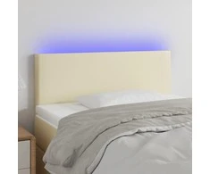 Galvūgalis su LED, kreminės spalvos,100x5x78/88cm, dirbtinė oda