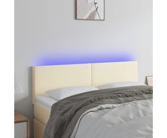 Galvūgalis su LED, kreminės spalvos,144x5x78/88cm, dirbtinė oda