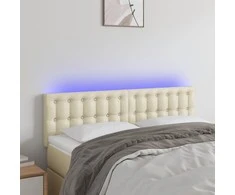 Galvūgalis su LED, kreminės spalvos,144x5x78/88cm, dirbtinė oda