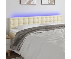 Galvūgalis su LED, kreminės spalvos,180x5x78/88cm, dirbtinė oda