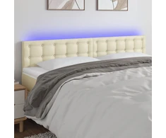 Galvūgalis su LED, kreminės spalvos,200x5x78/88cm, dirbtinė oda