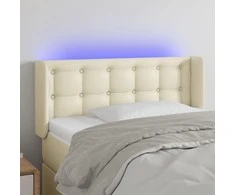 Galvūgalis su LED, kreminės spalvos,83x16x78/88cm, dirbtinė oda