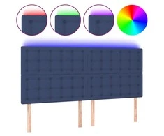Galvūgalis su LED, mėlynos spalvos, 160x5x118/128cm, audinys