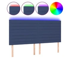 Galvūgalis su LED, mėlynos spalvos, 160x5x118/128cm, audinys