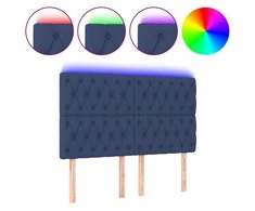 Galvūgalis su LED, mėlynos spalvos, 160x7x118/128cm, audinys