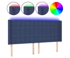 Galvūgalis su LED, mėlynos spalvos, 163x16x118/128cm, audinys
