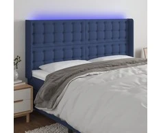 Galvūgalis su LED, mėlynos spalvos, 163x16x118/128cm, audinys
